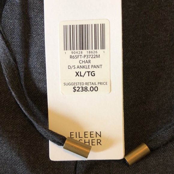 EILEEN FISHER Size XL Stretch Wool Pullon Charcoal Gray Elastic Tie $238 NEW - Picture 9 of 14